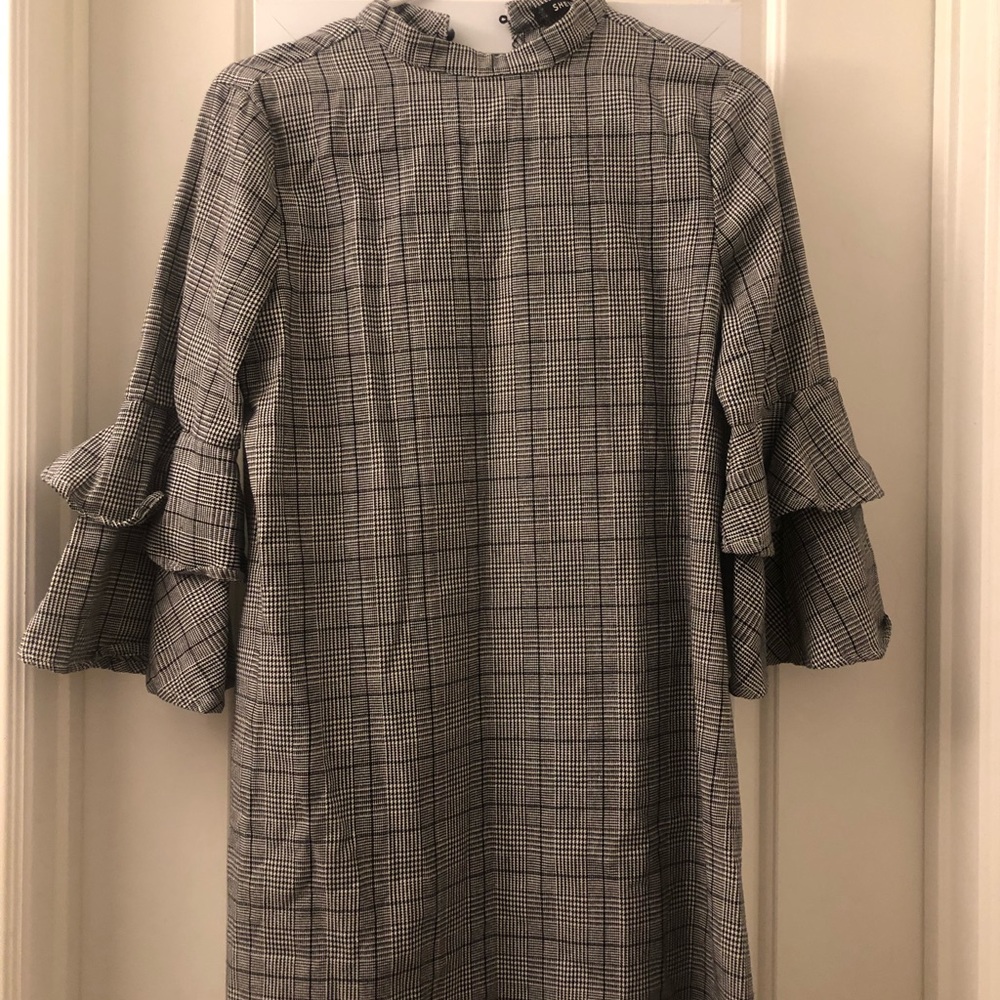 Shein Plaid Dress Grey